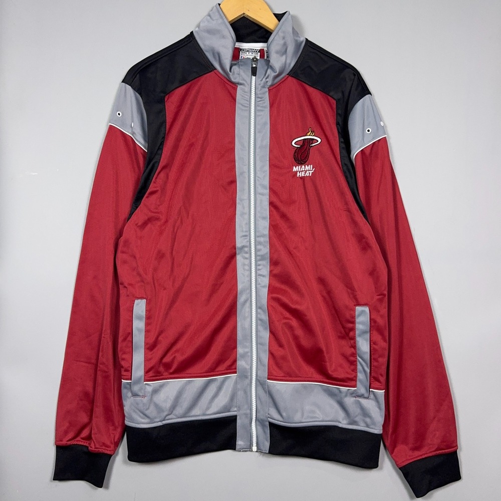 Zipway Miami Heat Track Jacket Mens Size Large NBA Basketball Red Black Gray